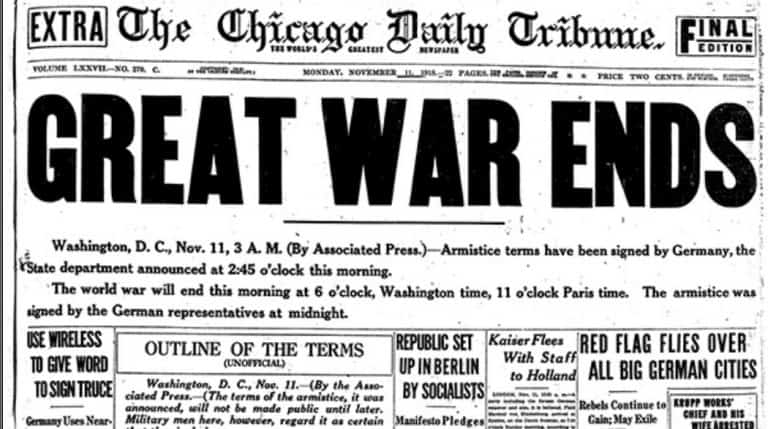 Tribune Headline: War Ends